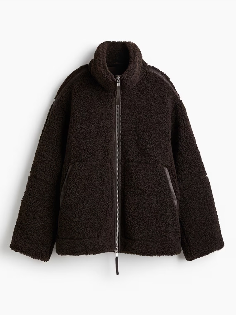 H&M Loose Fit Teddy Jacket Xs